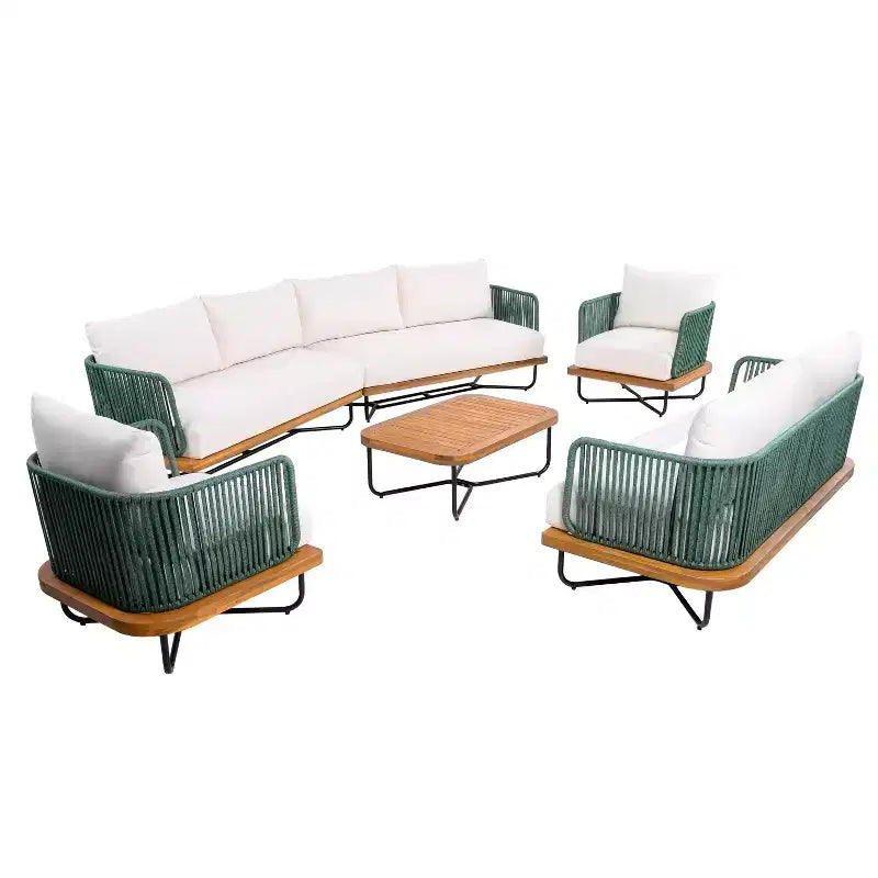 Christopher Knight Home Foisy Outdoor Metal 8-Seater Chat Set with Rope Woven