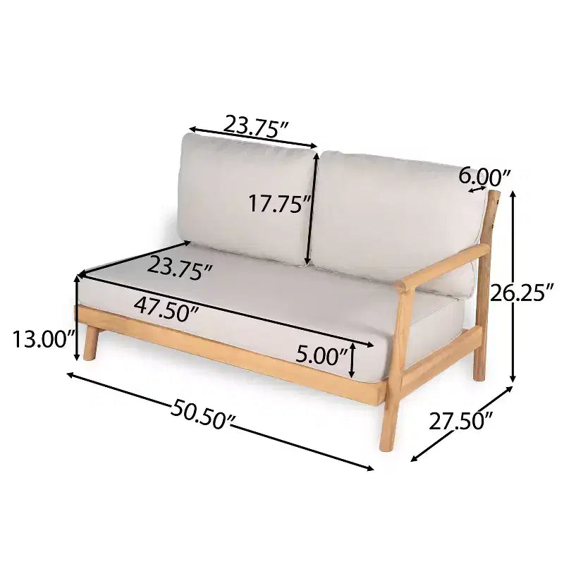 Christopher Knight Home Simon 4 Piece Rustic Patio Acacia Wood Slatted Design Upholstered Seating Set, Teak/Beige