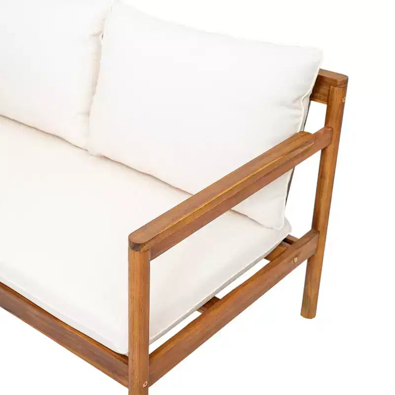 Christopher Knight Home Negley Outdoor 2 Piece Acacia Wood and Rope Chat Set with Water Resistant Cushion