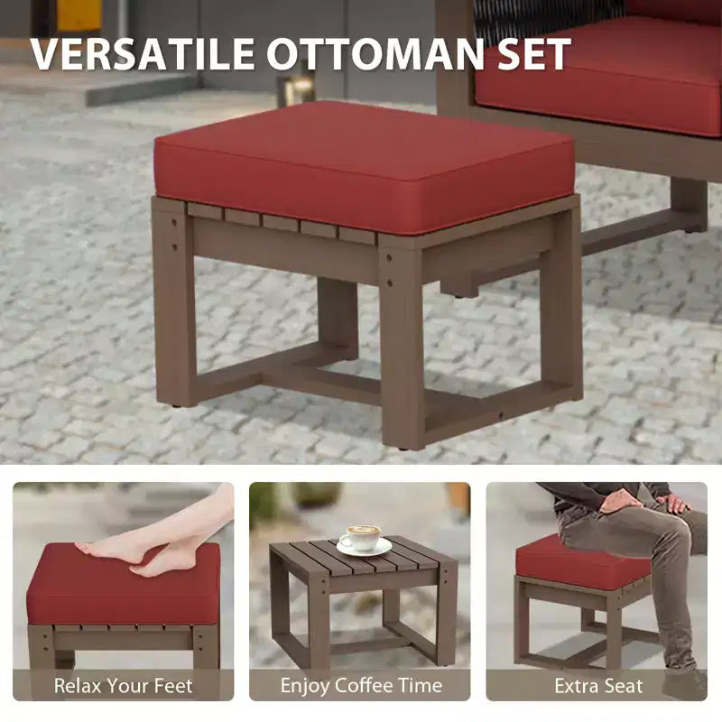 EAGLE PEAK 3 Pieces Natural Cedar Wood Outdoor Patio Furniture, Outdoor Conversation Set with Ottomans