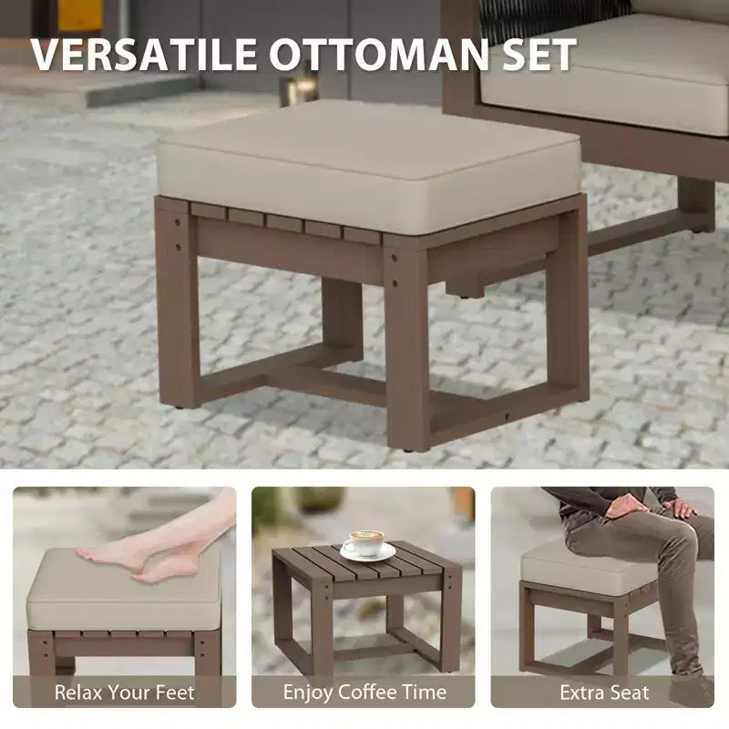 EAGLE PEAK 3 Pieces Natural Cedar Wood Outdoor Patio Furniture, Outdoor Conversation Set with Ottomans