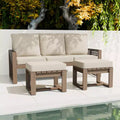 EAGLE PEAK 3 Pieces Natural Cedar Wood Outdoor Patio Furniture, Outdoor Conversation Set with Ottomans