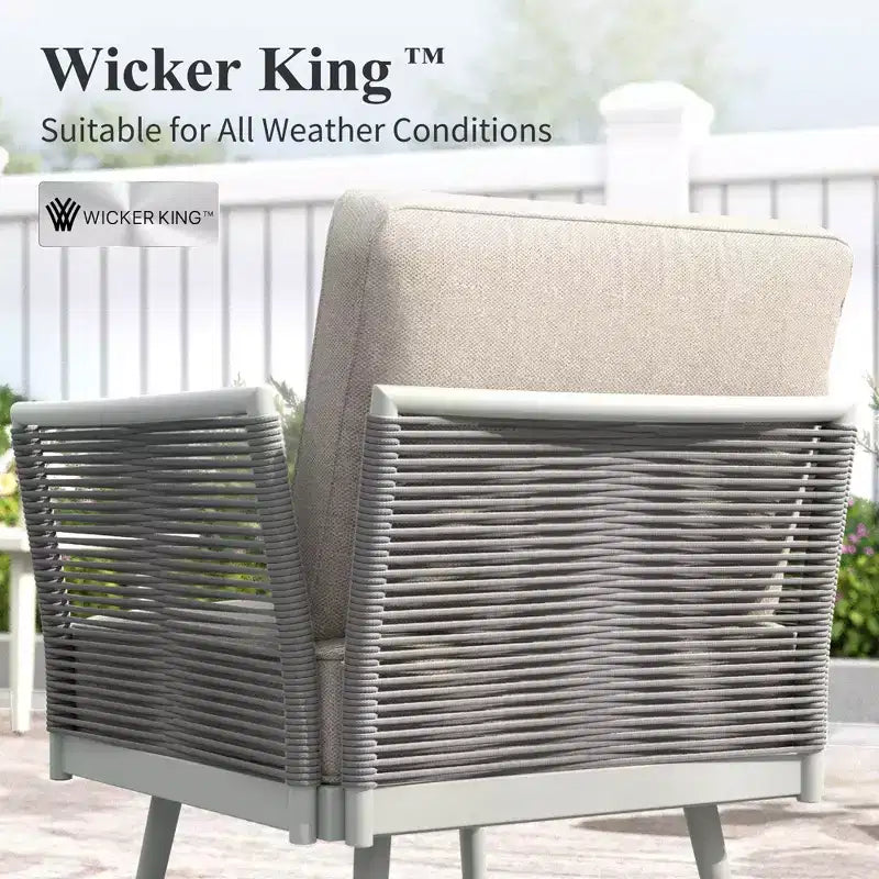 Captiva Designs Outdoor Patio Rope Rattan Furniture Conversation Sets with Coffee Table