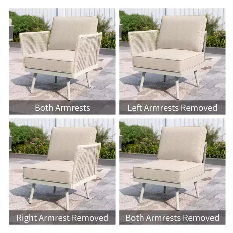 Captiva Designs Outdoor Patio Rope Rattan Furniture Conversation Sets with Coffee Table