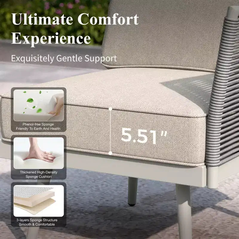 Captiva Designs Outdoor Patio Rope Rattan Furniture Conversation Sets with Coffee Table