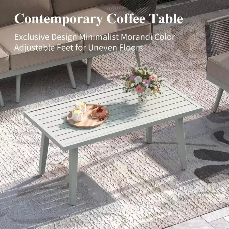 Captiva Designs Outdoor Patio Rope Rattan Furniture Conversation Sets with Coffee Table