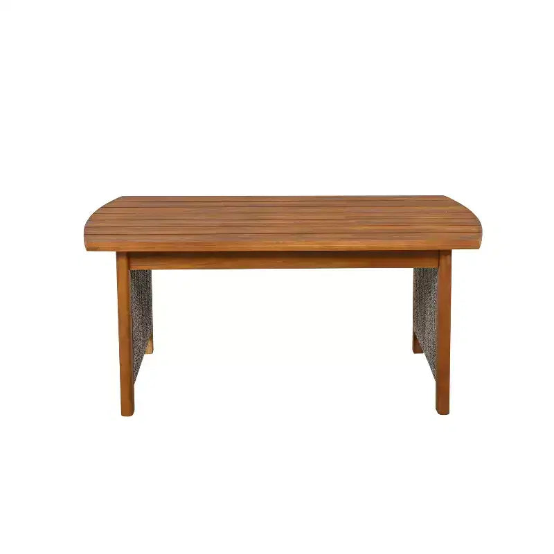 Christopher Knight Home Jett Patio Rustic Rope Weave Acacia Wood Loveseat and Coffee Table with Cushions