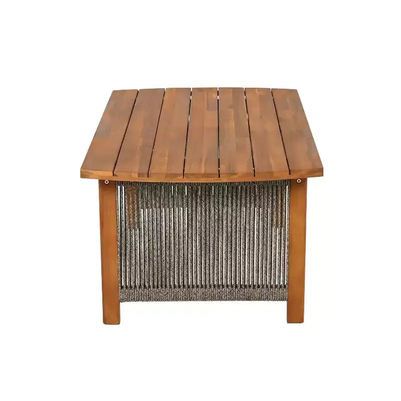 Christopher Knight Home Jett Patio Rustic Rope Weave Acacia Wood Loveseat and Coffee Table with Cushions