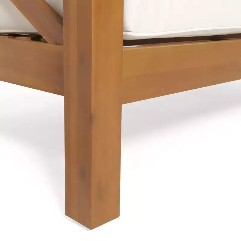 Christopher Knight Home Brava Outdoor Acacia Wood Right Arm Loveseat and Coffee Table Set with Cushion