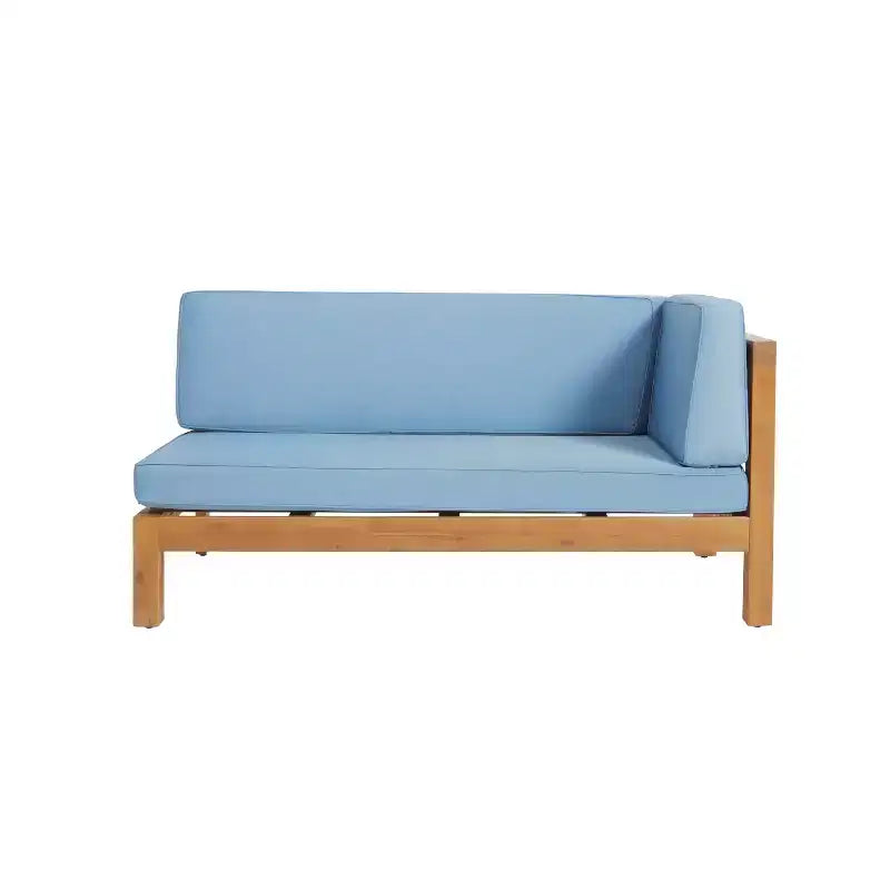Christopher Knight Home Brava Outdoor Acacia Wood Right Arm Loveseat and Coffee Table Set with Cushion