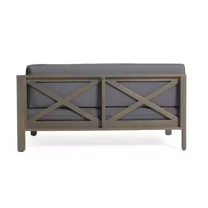 Christopher Knight Home Brava Outdoor Acacia Wood Right Arm Loveseat and Coffee Table Set with Cushion
