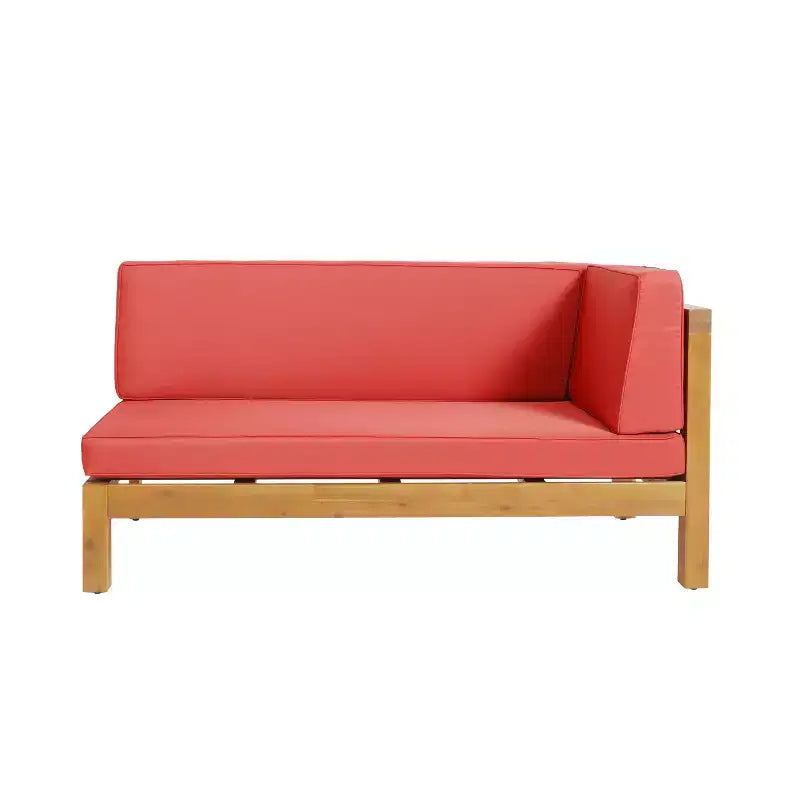 Christopher Knight Home Brava Outdoor Acacia Wood Right Arm Loveseat and Coffee Table Set with Cushion