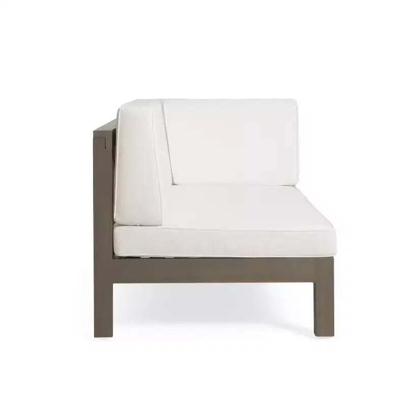 Christopher Knight Home Brava Outdoor Acacia Wood Right Arm Loveseat and Coffee Table Set with Cushion