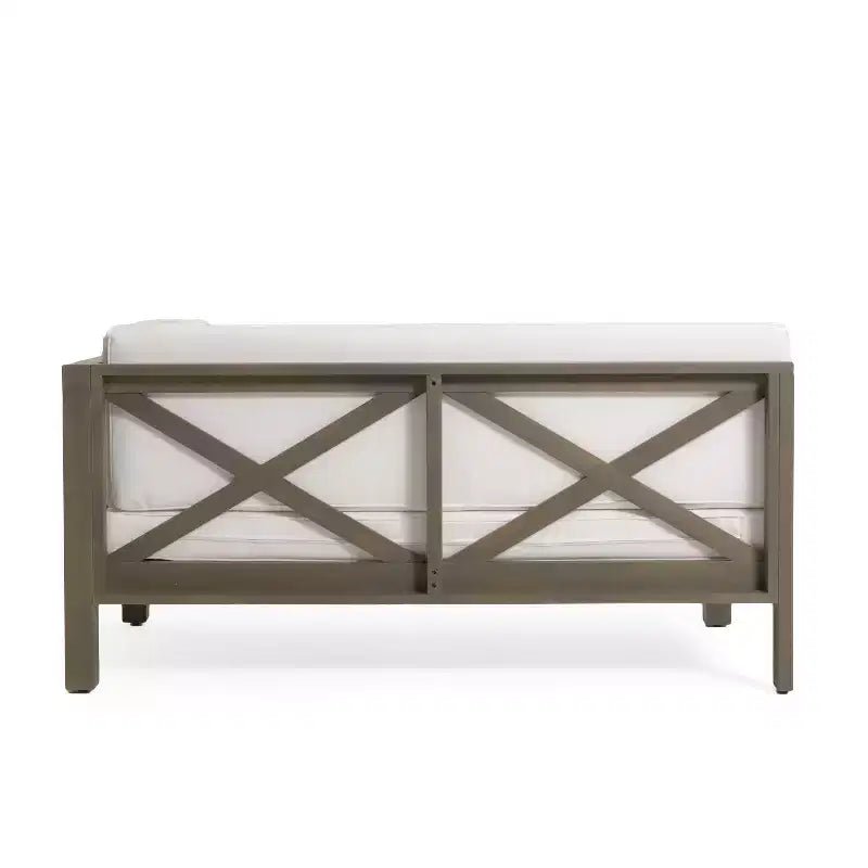 Christopher Knight Home Brava Outdoor Acacia Wood Right Arm Loveseat and Coffee Table Set with Cushion