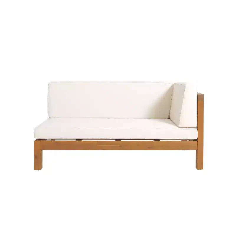 Christopher Knight Home Brava Outdoor Acacia Wood Right Arm Loveseat and Coffee Table Set with Cushion