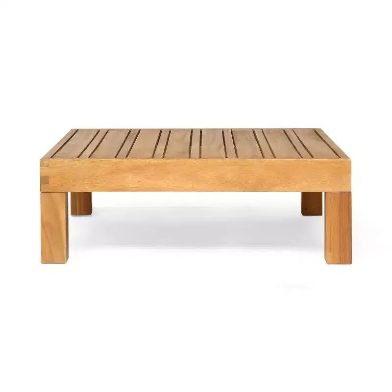 Christopher Knight Home Brava Outdoor Acacia Wood Right Arm Loveseat and Coffee Table Set with Cushion