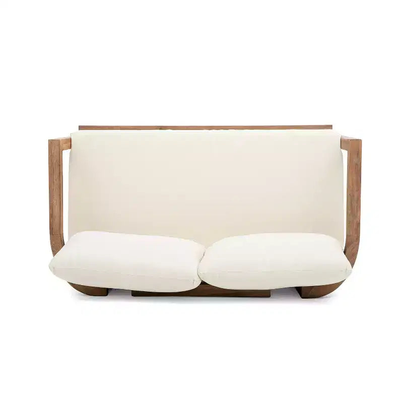 GDFStudio Aston Outdoor Acacia Wood Loveseat and Coffee Table with Cushions