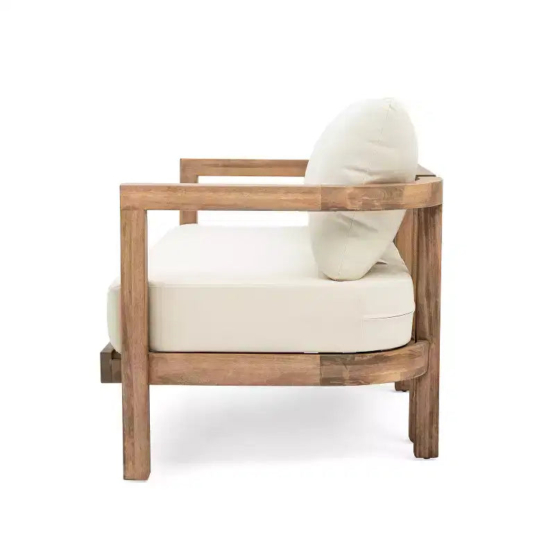 GDFStudio Aston Outdoor Acacia Wood Loveseat and Coffee Table with Cushions