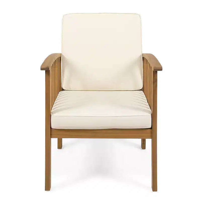 Christopher Knight Home Pascal 3 Piece Patio Acacia Wood Club Chairs with Round Coffee Table