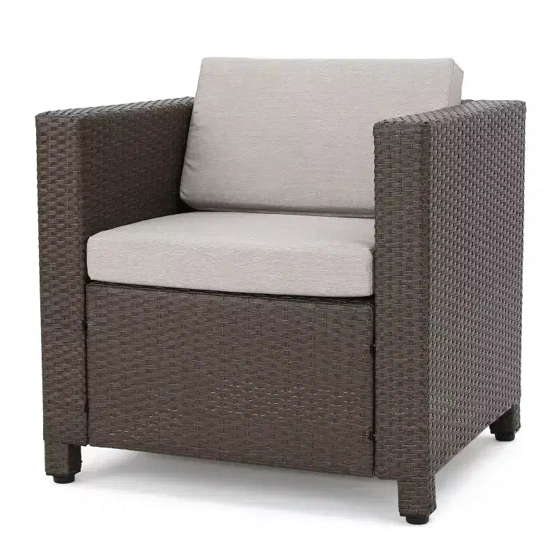 Christopher Knight Home Parker 8 Piece Patio Rattan and Aluminum Frame Conversation Set with Coffee Table