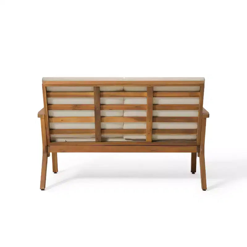 GDFStudio Avacyn Outdoor Acacia Wood 4 Seater Chat Set with Water Resistant Cushions