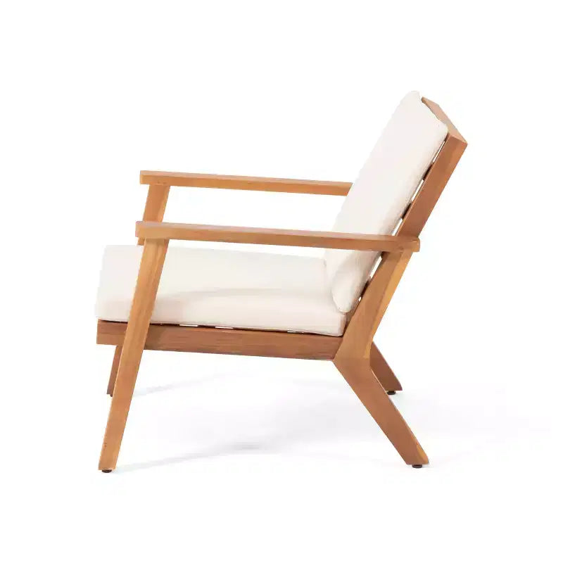 GDFStudio Avacyn Outdoor Acacia Wood 4 Seater Chat Set with Water Resistant Cushions