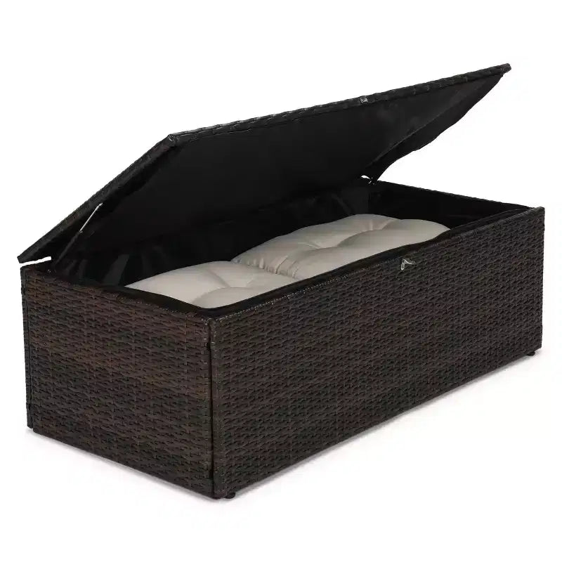 5 Piece Conversation Patio Sets with Cushions, Storage Coffee Table and Side Table
