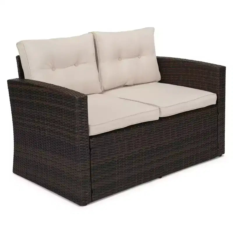 5 Piece Conversation Patio Sets with Cushions, Storage Coffee Table and Side Table