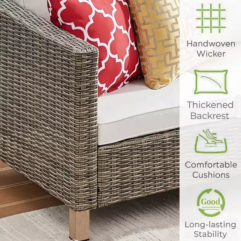 5 Piece Conversation Patio Furniture Set With Swivel Chairs and Cushions