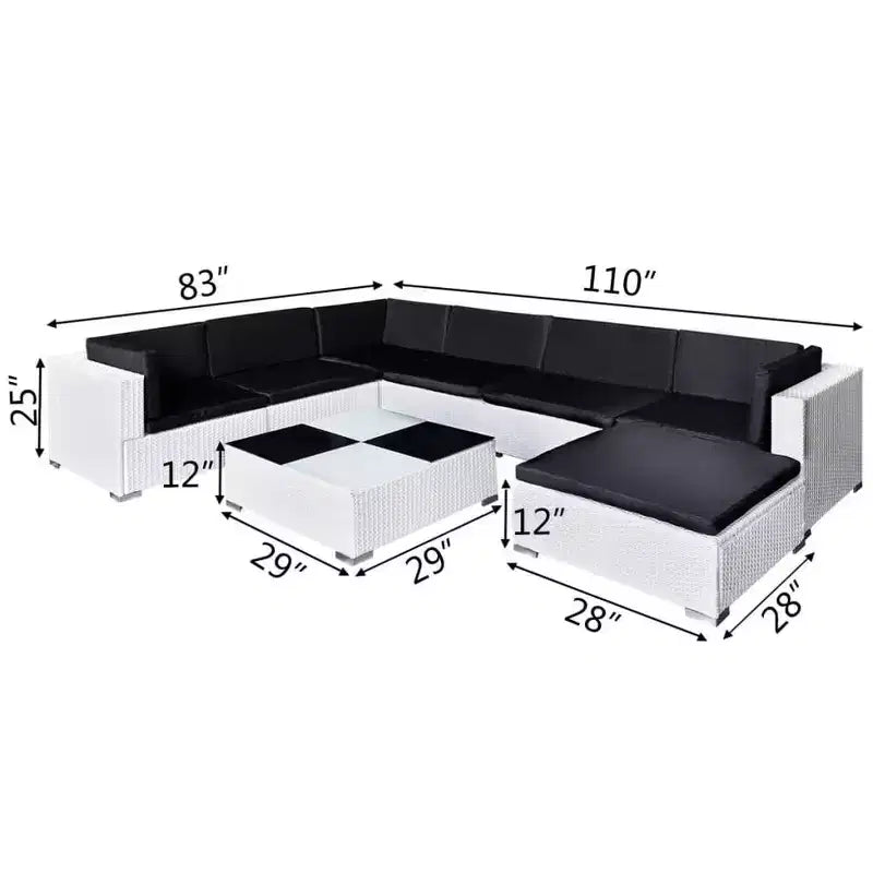 vidaXL Patio Furniture Set Set of 8 White, Black