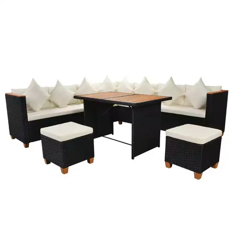 vidaXL Patio Furniture Set Set of 7 Black and Cream