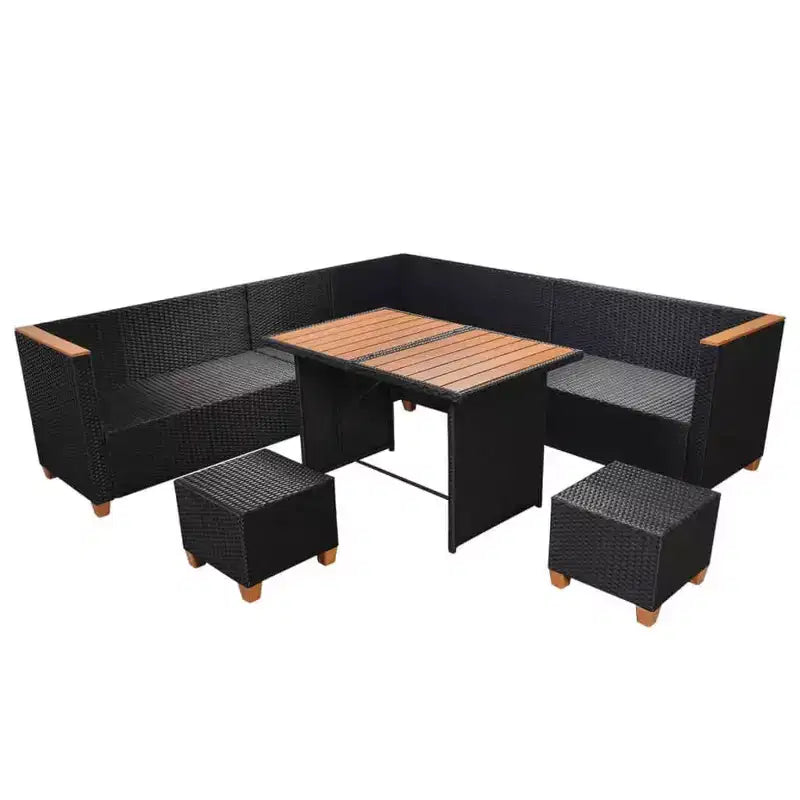 vidaXL Patio Furniture Set Set of 7 Black and Cream