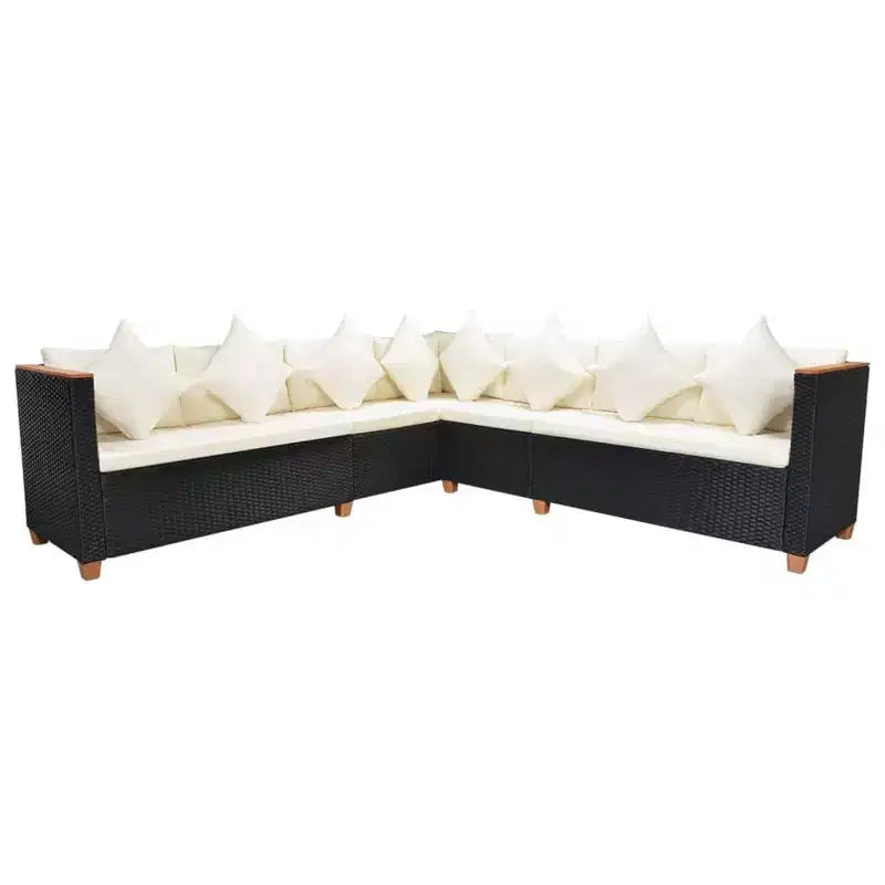 vidaXL Patio Furniture Set Set of 7 Black and Cream