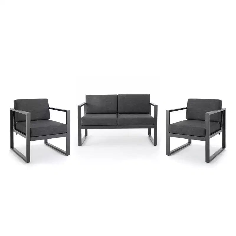 Christopher Knight Home Perry 3 Piece Outdoor Aluminum Chat Set with Water-Resistant Cushions