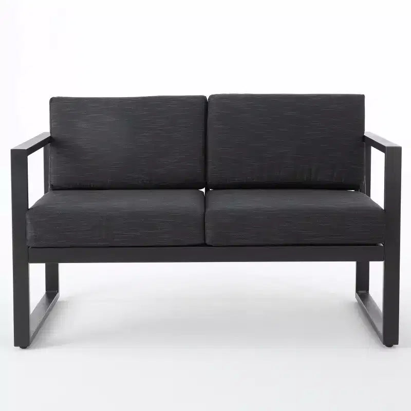 Christopher Knight Home Perry 3 Piece Outdoor Aluminum Chat Set with Water-Resistant Cushions