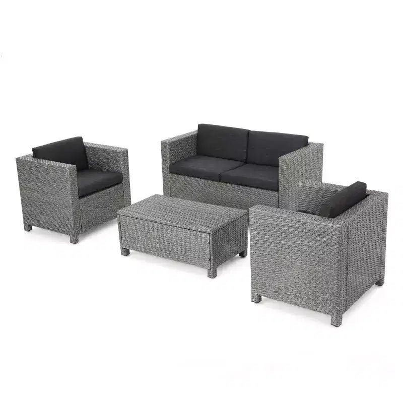 Christopher Knight Home Puerta 10 Piece Outdoor Wicker Chat Set with Water-Resistant Cushions