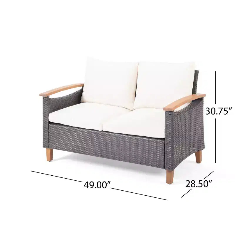 Christopher Knight Home Velthur Outdoor Wicker and Acacia Wood 4 Seater Chat Set