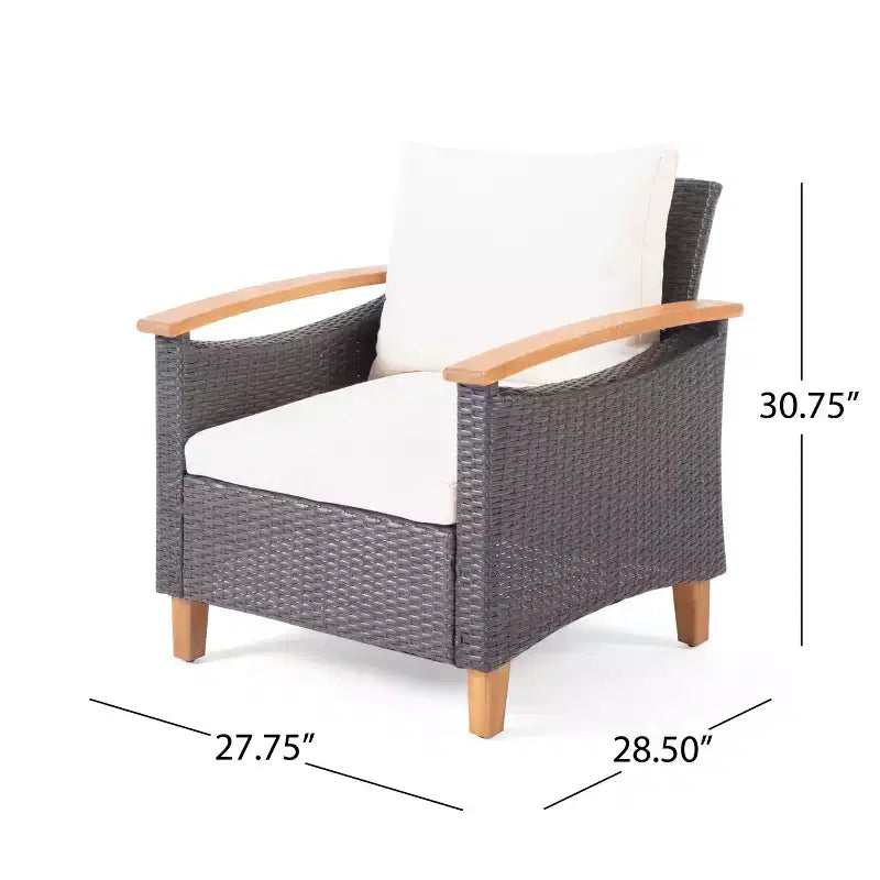 Christopher Knight Home Velthur Outdoor Wicker and Acacia Wood 4 Seater Chat Set