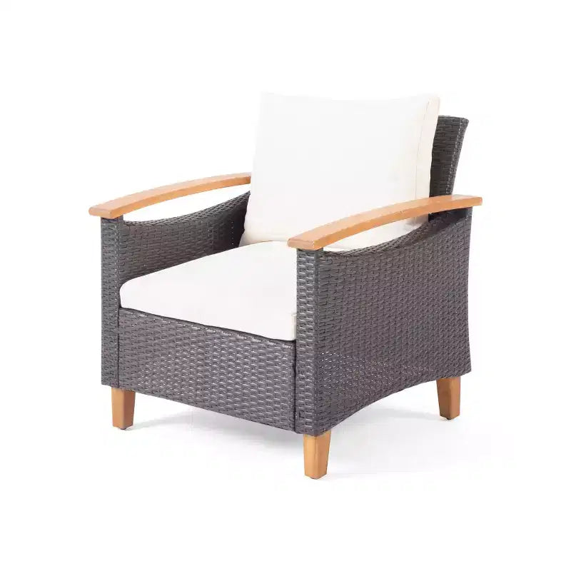 Christopher Knight Home Velthur Outdoor Wicker and Acacia Wood 4 Seater Chat Set