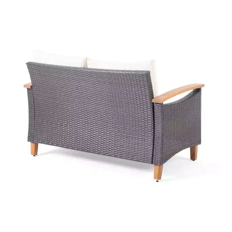 Christopher Knight Home Velthur Outdoor Wicker and Acacia Wood 4 Seater Chat Set
