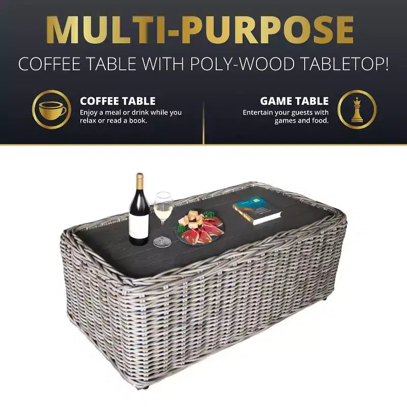Kinger Home Hawaii 4-Piece Wicker Patio Furniture Set, Outdoor Conversation Patio Set with Deep Seating
