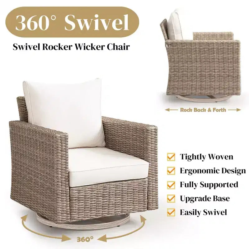 7 - Piece Patio Conversation Set With Swivel Chairs and Coffee Table