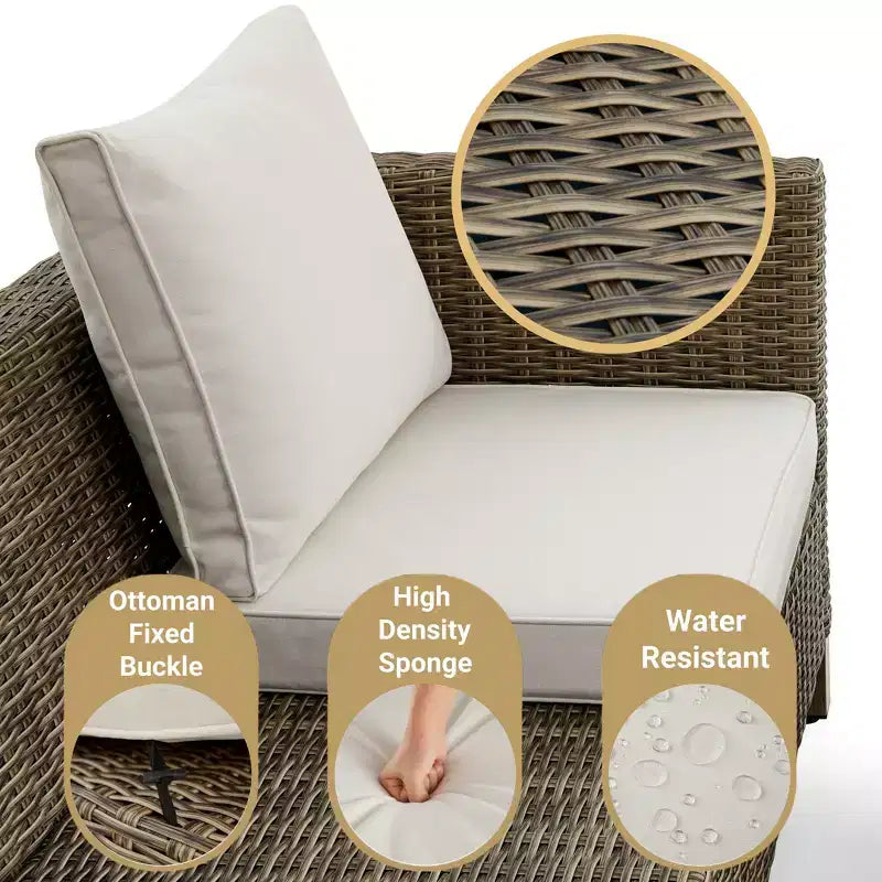 7 - Piece Patio Conversation Set With Swivel Chairs and Coffee Table