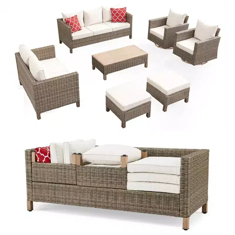 7 - Piece Patio Conversation Set With Swivel Chairs and Coffee Table