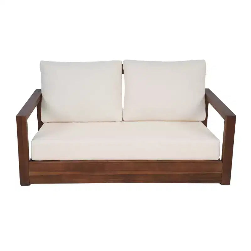 Christopher Knight Home Zip Outdoor Acacia Wood Loveseat and Coffee Table Set with Cushions