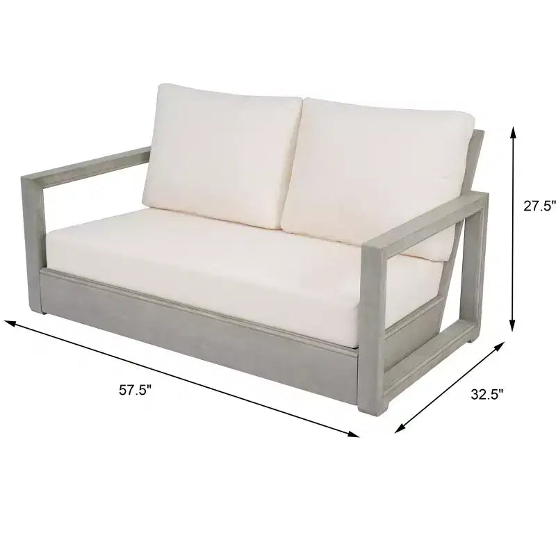 Christopher Knight Home Zip Outdoor Acacia Wood Loveseat and Coffee Table Set with Cushions