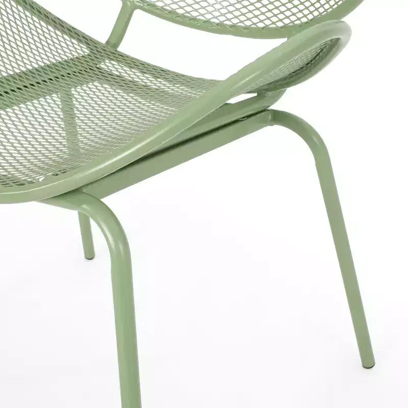 Christopher Knight Home James Outdoor 3 Piece Chat Set with Powder-Coated Iron Shell Chairs and Mesh Table