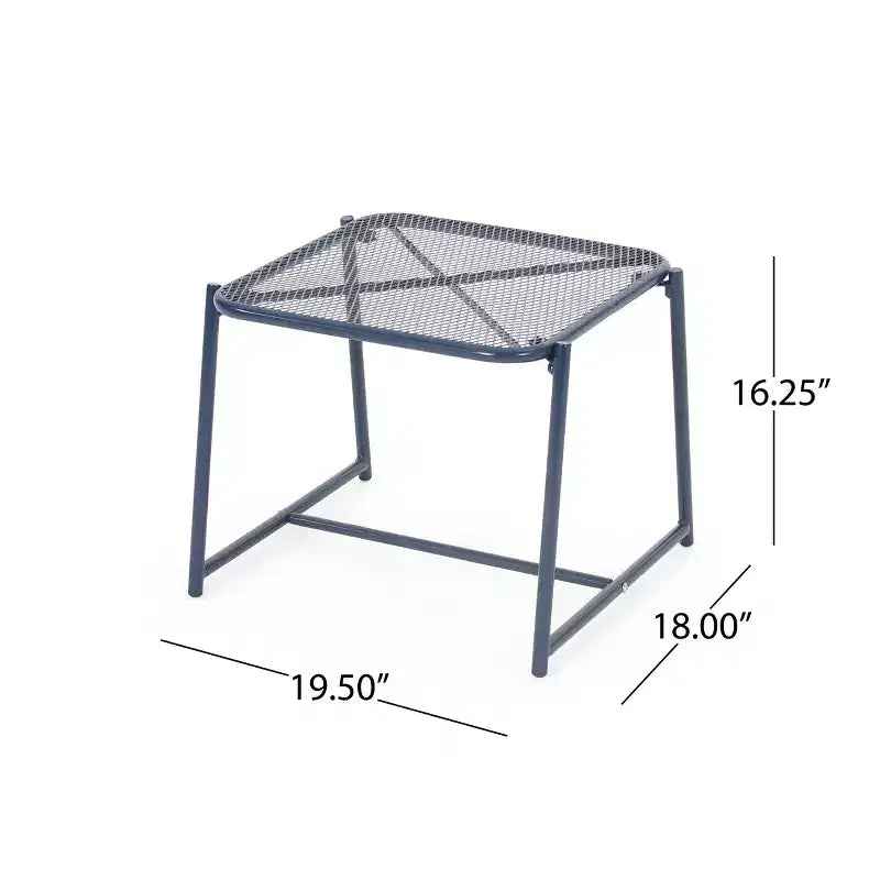 Christopher Knight Home James Outdoor 3 Piece Chat Set with Powder-Coated Iron Shell Chairs and Mesh Table