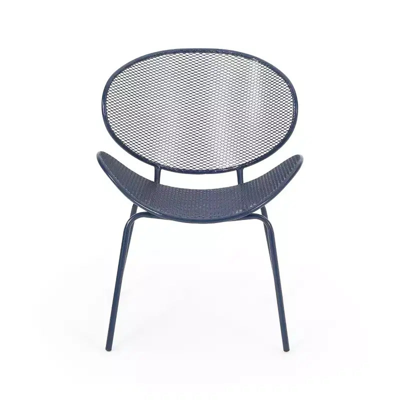 Christopher Knight Home James Outdoor 3 Piece Chat Set with Powder-Coated Iron Shell Chairs and Mesh Table