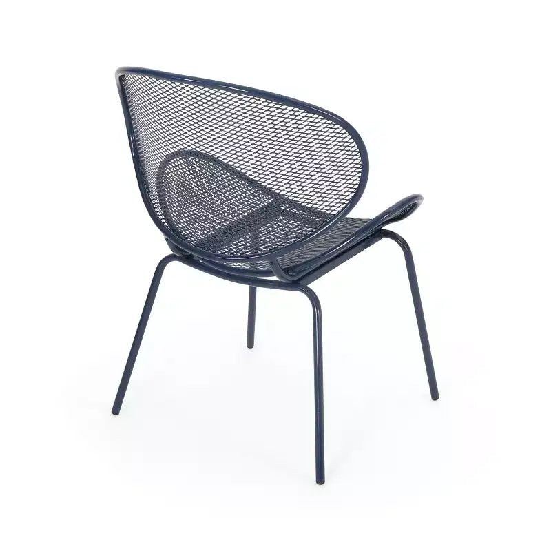 Christopher Knight Home James Outdoor 3 Piece Chat Set with Powder-Coated Iron Shell Chairs and Mesh Table